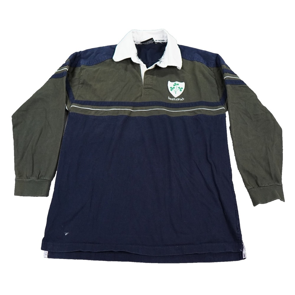 Live For Rugby Ireland Shirt Mens Large Navy Green Long Sleeve Rugby Shamrock